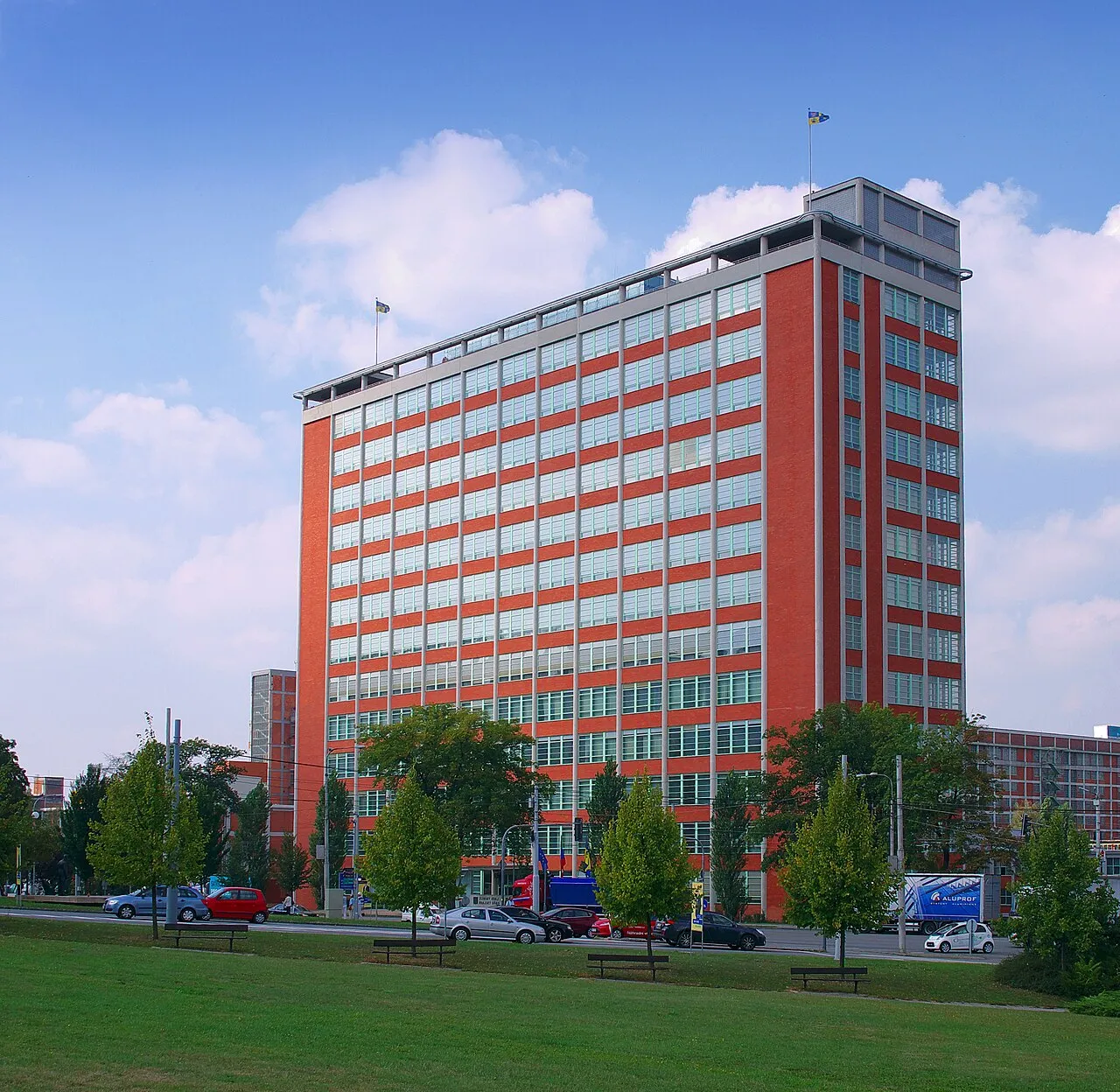 Baťův mrakodrap (gebouw 21) in Zlín, dat tegenwoordig de regionale overheid van Zlín huisvest, de regio waarvan de hygiënedienst in de zaak-Balaštíková centraal staat