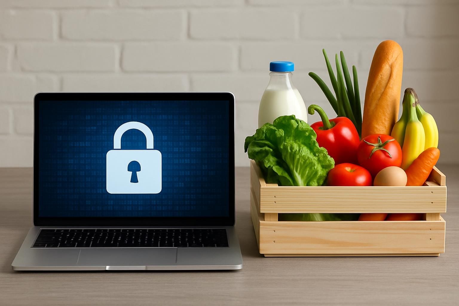 Symbolische afbeelding van een datalek bij een online supermarkt